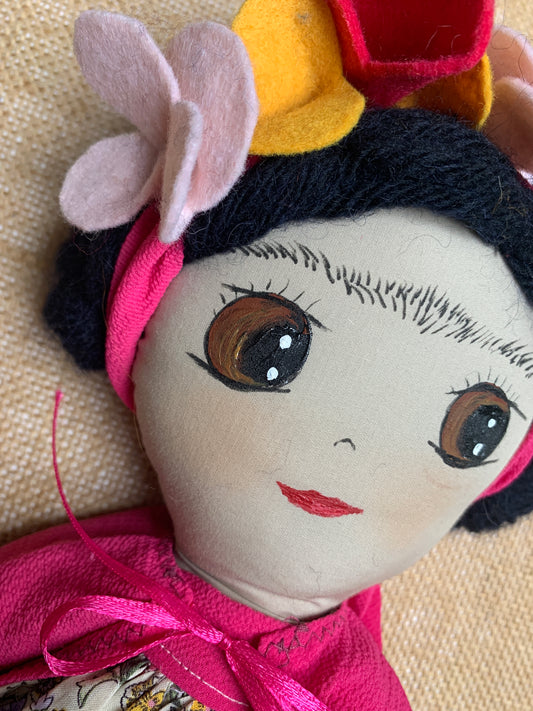 Frida Kahlo Rag doll. Artisan product made in Italy